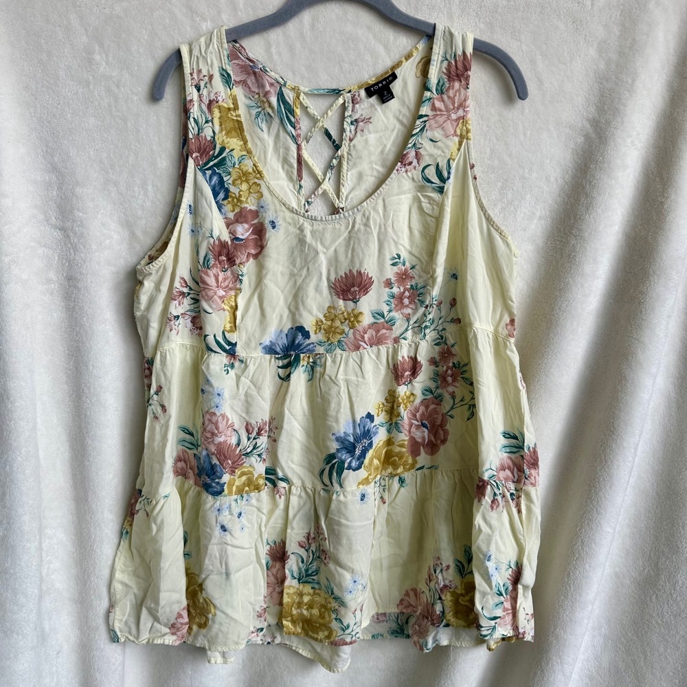 Torrid Floral Georgette Tiered Cami Babydoll Tank Top Strappy Back 2 / 2X